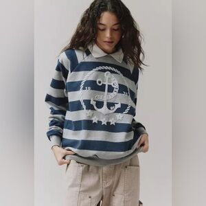 NWT BDG Hayes Anchor Striped Collared Sweatshirt